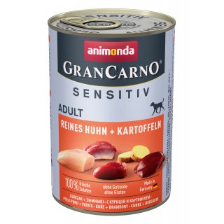 Animonda Hunde Nassfutter GranCarno Sensitiv Adult Reines Huhn + Kartoffeln 6x400g