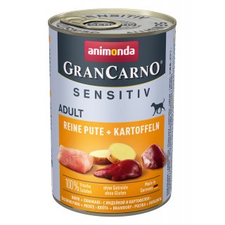 Animonda Hunde Nassfutter GranCarno Sensitiv Adult Reine Pute + Kartoffeln 6x400 g