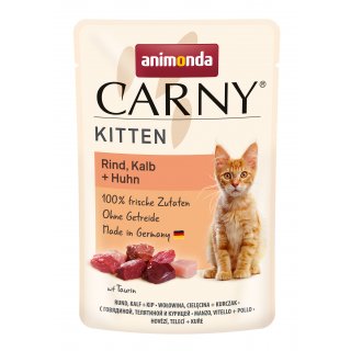 Animonda Kitten Nassfutter Carny Rind, Kalb + Huhn 6x85 g