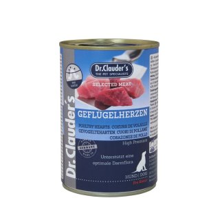 Dr.Clauder´s Hunde Nassfutter Selected Prebiotics Geflügelherzen 6x400g