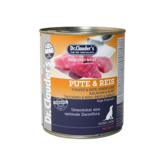 Dr.Clauder´s Hunde Nassfutter Selected Prebiotics Pute & Reis 6x800g