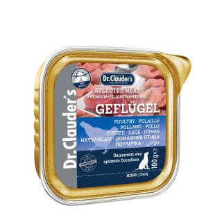 Dr.Clauder´s Hunde Nassfutter Selected Prebiotics Schälchen Geflügel 6x100g