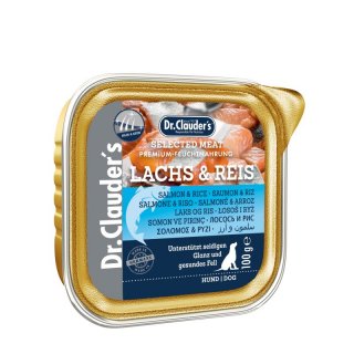 Dr.Clauder´s Hunde Nassfutter Selected Hair & Skin Schälchen Lachs & Reis 6x100g