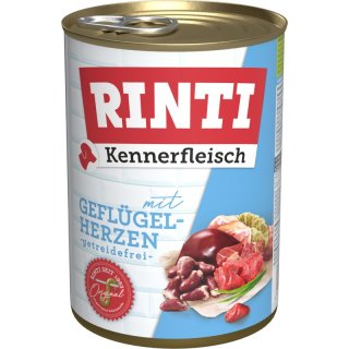 Rinti Hunde Nassfutter Dose Kennerfleisch Geflügelherzen 6x400g