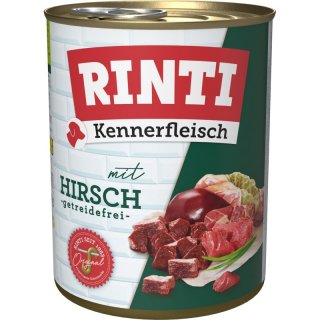 Rinti Hunde Nassfutter Dose Kennerfleisch Hirsch 6x800g