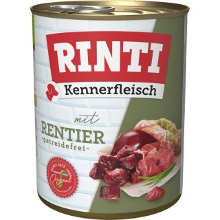 Rinti Hunde Nassfutter Dose Kennerfleisch Rentier 6x800g