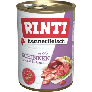 Rinti Hunde Nassfutter Dose Kennerfleisch Schinken 6x400g