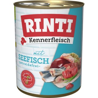 Rinti Hunde Nassfutter Dose Kennerfleisch Seefisch 6x800g