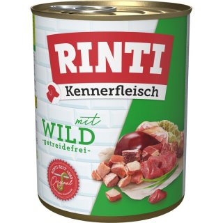 Rinti Hunde Nassfutter Dose Kennerfleisch Wild 6x800g