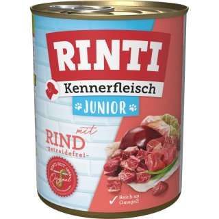 Rinti Hunde Nassfutter Dose Kennerfleisch Junior Rind 6x800g