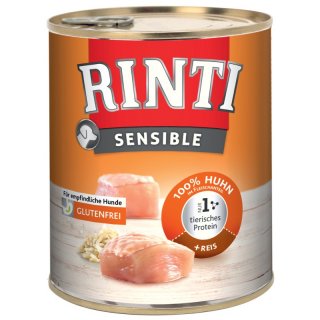 Rinti Hunde Nassfutter Dose Sensible Huhn & Reis 6x800g