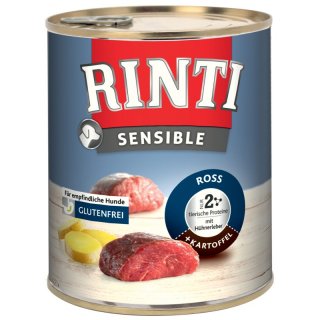 Rinti Hunde Nassfutter Dose Sensible Ross mit Hühnerleber & Kartoffel 6x800g