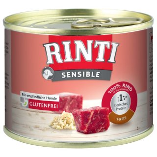 Rinti Hunde Nassfutter Dose Sensible Rind & Reis  6x185g