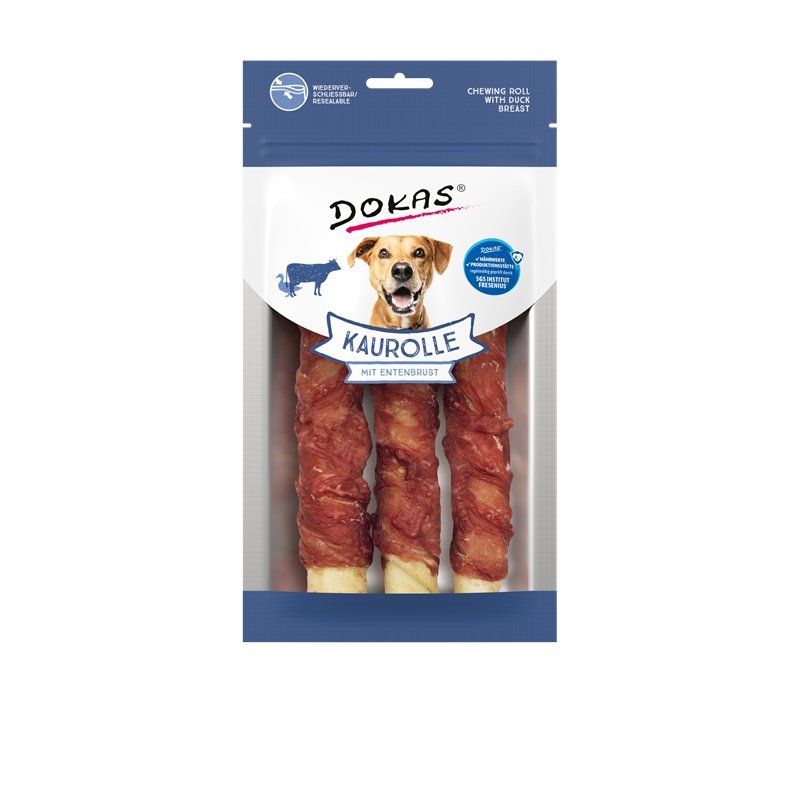 Dokas Hunde Snack Kaurolle mit Entenbrust Medium 6x150g