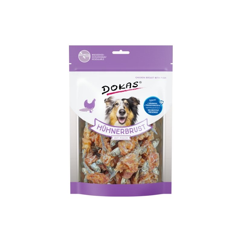 Dokas Hunde Snack Hühnerbrustfilet mit Fisch 6x220g