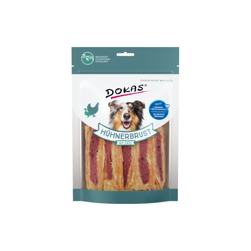 Dokas Hunde Snack Hühnerbrustfilet mit Ente 220g