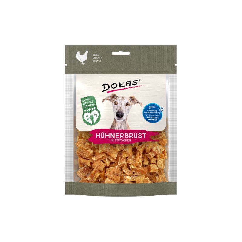 Dokas Hunde Snack Hühnerbrustfilet in Stückchen 170g