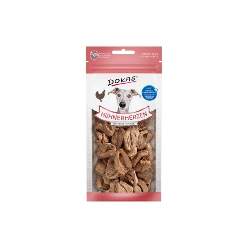 Dokas Hunde Snack Hühnerherzen gefriergetrocknet 8x22g