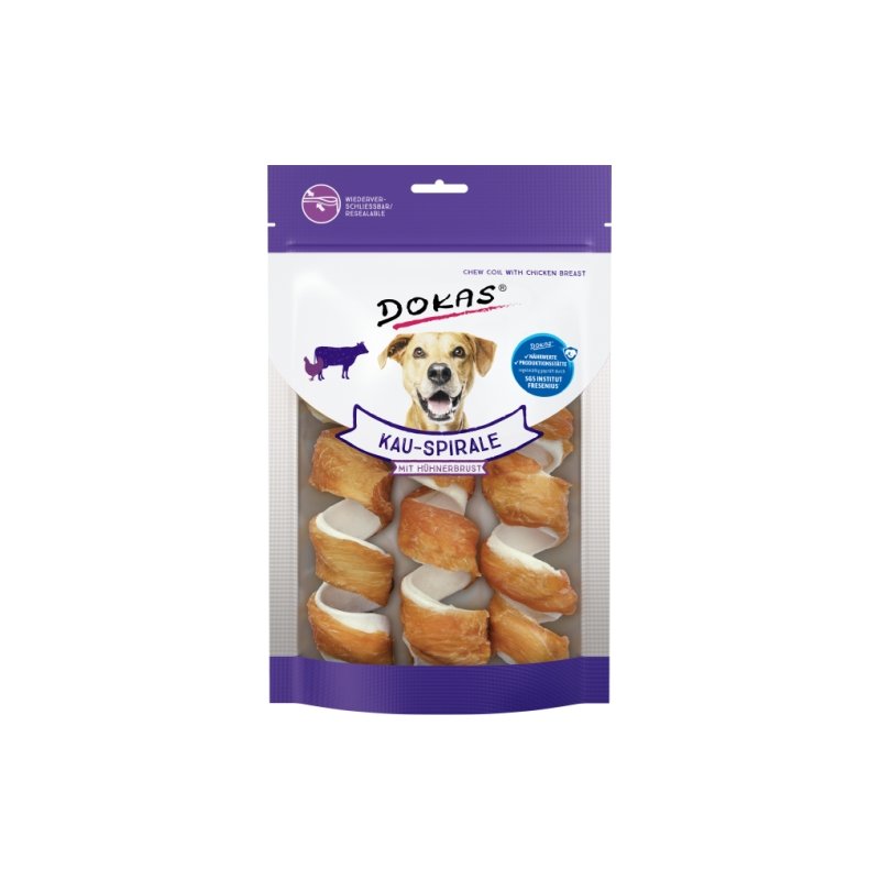 Dokas Hunde Snack Kauspirale mit Hühnerbrustfilet 110g