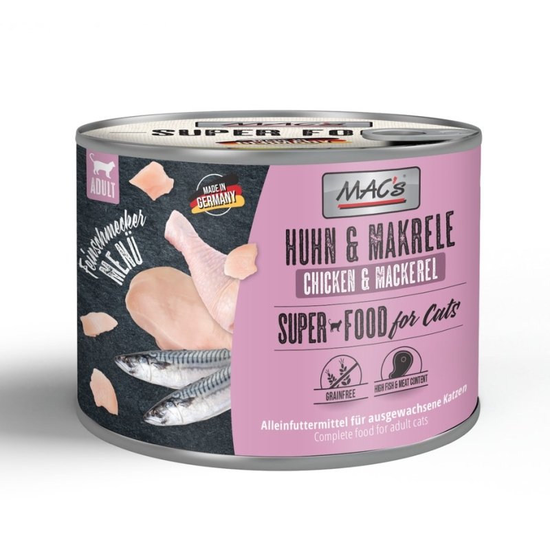 Mac's Cat Nassfutter Feinschmecker Huhn & Makrele 6x200g