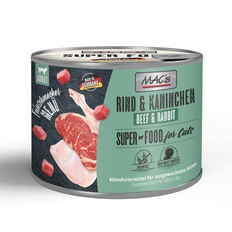 Mac's Cat Nassfutter Feinschmecker Rind & Kaninchen 6x200g