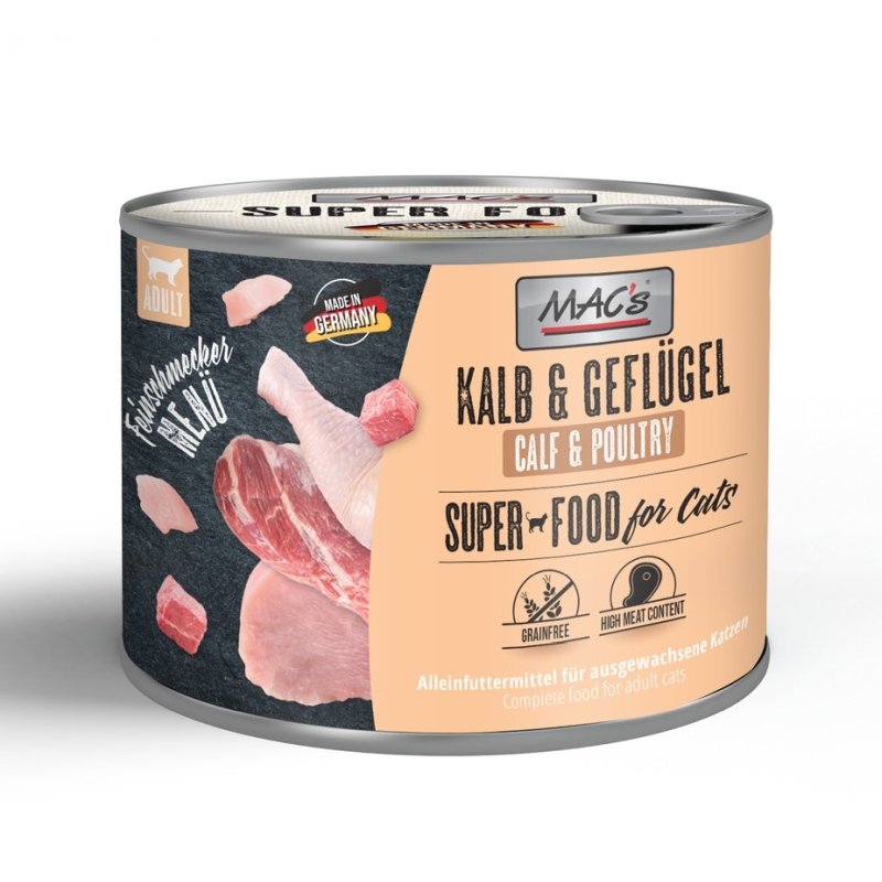 Mac's Cat Nassfutter Feinschmecker Kalb & Geflügel 6x200g