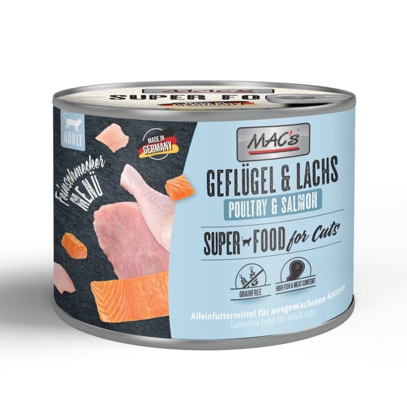 Mac's Cat Nassfutter Feinschmecker Geflügel & Lachs 6x200g