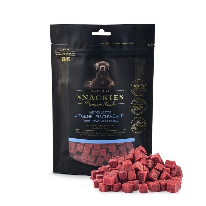 Snackies Hundesnack Herzhafte Ziegenfleischwürfel 80g