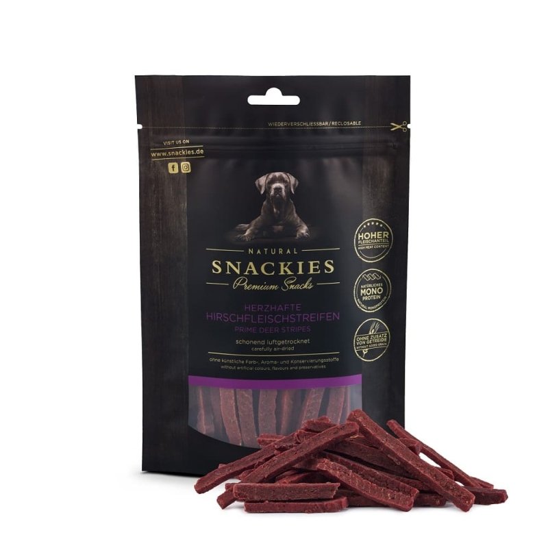 Snackies Hundesnack Herzhafte Hirschfleischstreifen 170g