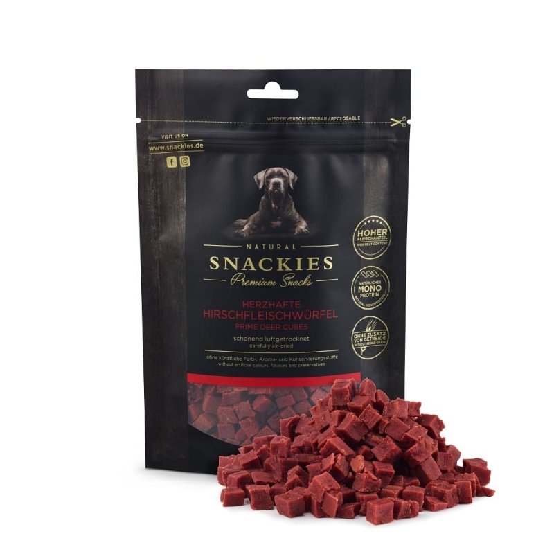 Snackies Hundesnack Herzhafte Hirschfleischwürfel 170g