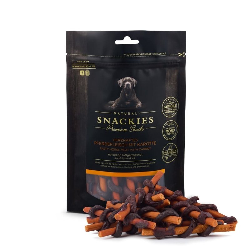 Snackies Hundesnack Herzhaftes Pferdefleisch mit Karotte 170g