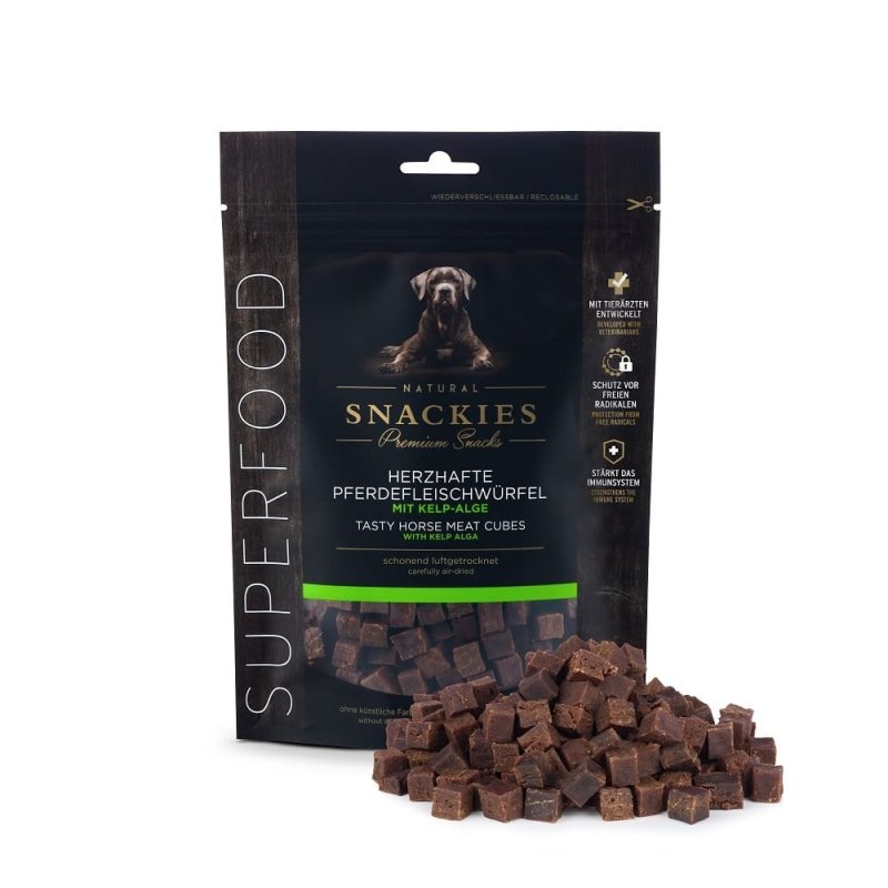 Snackies Hundesnack Herzhafte Pferdefleischwürfel mit Kelp-Alge 170g