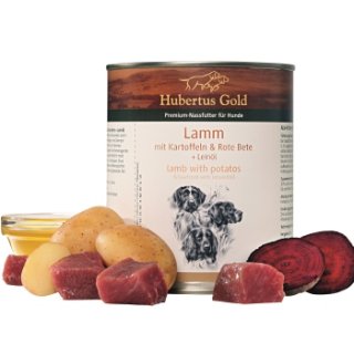 Hubertus Gold Premium-Nassfutter Lamm mit Kartoffeln & Rote Bete + Leinöl