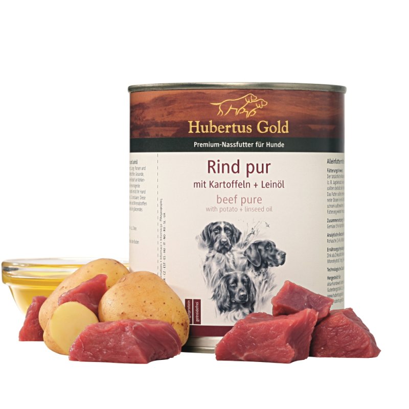 Hubertus Gold Premium-Nassfutter Rind pur mit Kartoffeln + Leinöl 800g 800g