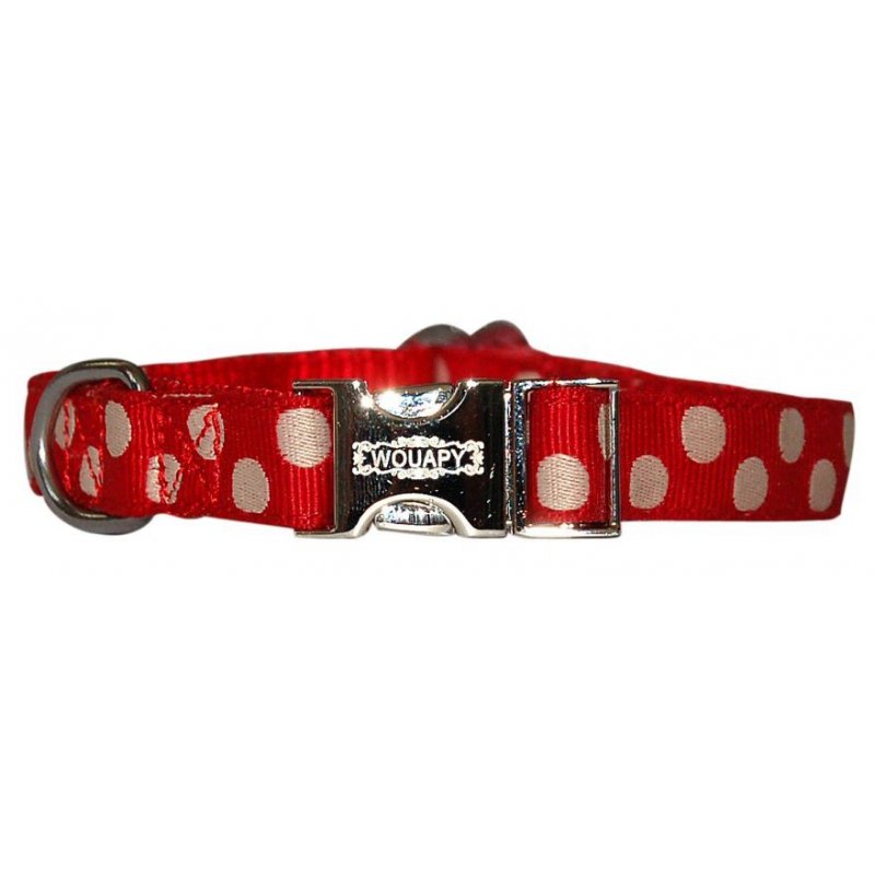 Wouapy Hundehalsband Peas 20 mm - 33/49 cm Rot Gepunktet