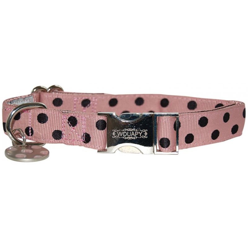 Wouapy Hundehalsband Peas 20 mm - 33/49 cm Rosa Gepunktet