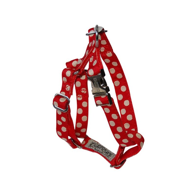 Wouapy Hundegeschirr Peas 15 mm - 36/52 cm Rot Gepunktet