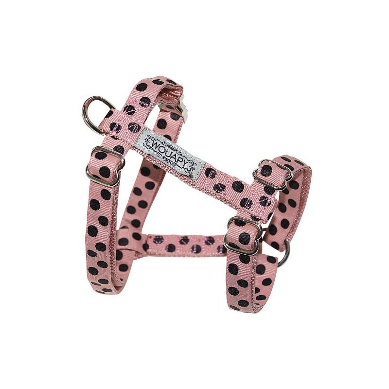 Wouapy Hundegeschirr Peas 15 mm - 36/52 cm Rosa Gepunktet