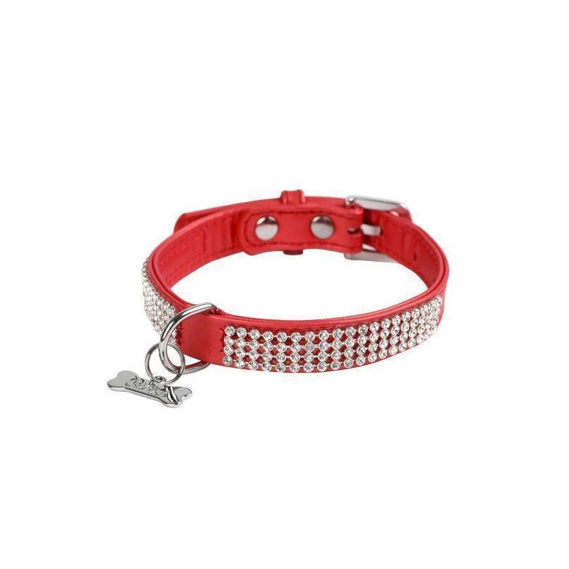 Wouapy Hundehalsband Strass PetMini 10 mm x 20 cm Rot